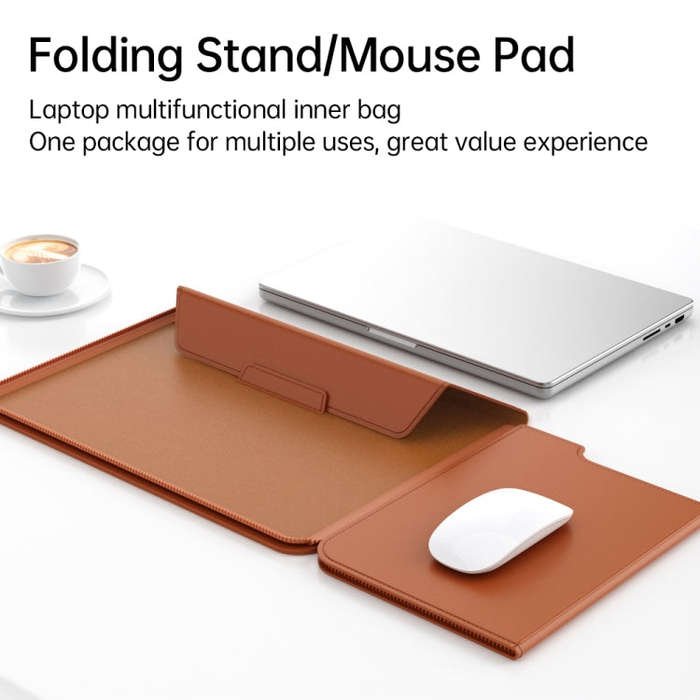 Multifunctional Laptop PU Magnetic Stand Split Liner Bag with Mouse Pad Function, Size:13-14 inch...