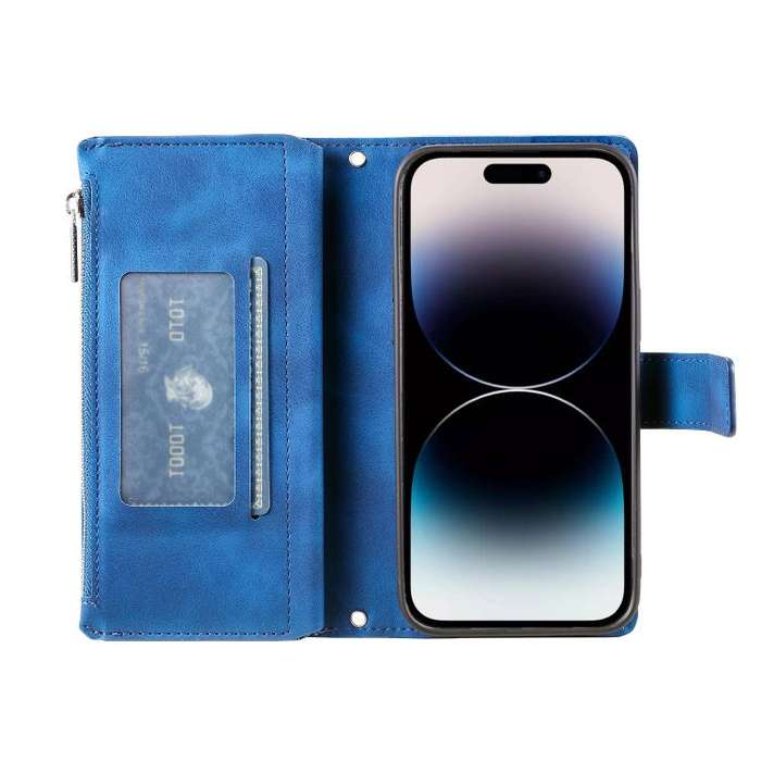 For Motorola Edge 60 Pro Multi-Card Totem Zipper Leather Phone Case(Blue)