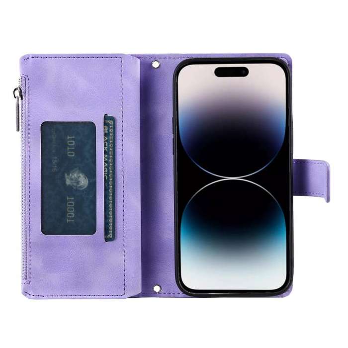 For Motorola Edge 60 Pro Multi-Card Totem Zipper Leather Phone Case(Purple)