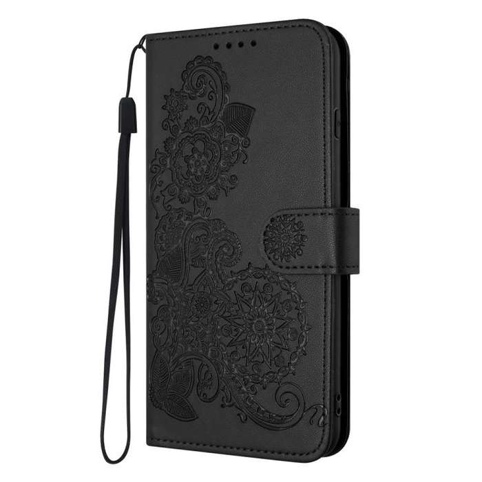 For Motorola Edge 60 Fusion / Edge 5G 2025 Datura Flower Embossed Flip Leather Phone Case(Black)