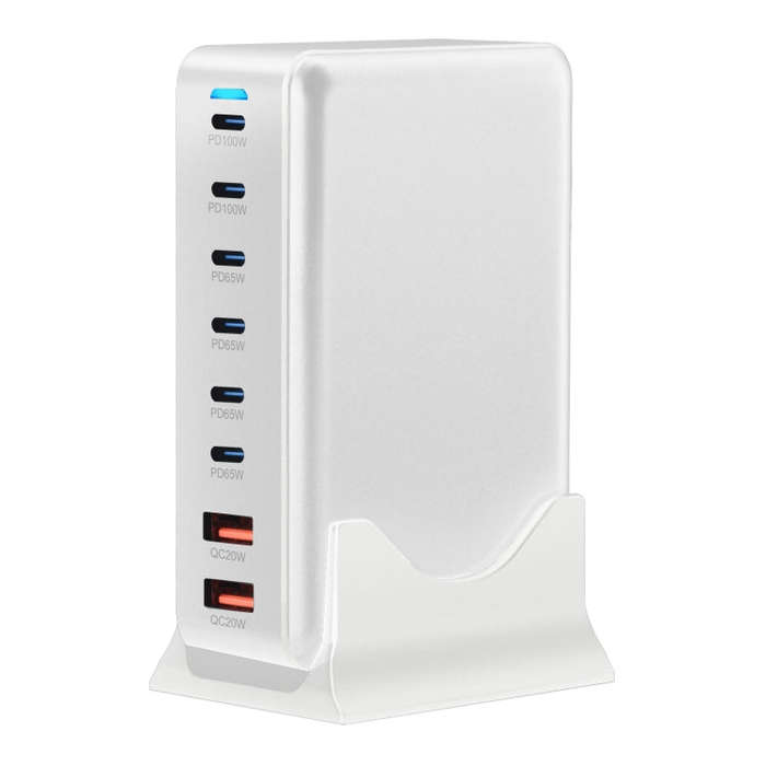 500W GaN 6 Type-C 2 USB Multi Ports Sharing Desktop Charger, Plug:AU Plug(White)