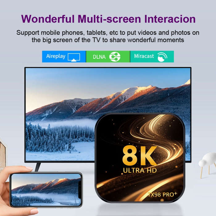 TX98 Pro+ 8K UHD Android 13 Smart TV Box with Remote Control, 2GB+16GB, RK3528 Quad-Core(UK Plug)