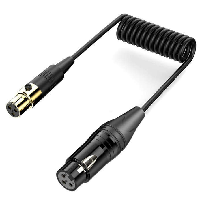 Mini XLR Female to XLR Female Audio Mixer Mini Microphone Coiled Audio Cable, Length: 0.5m(Black)