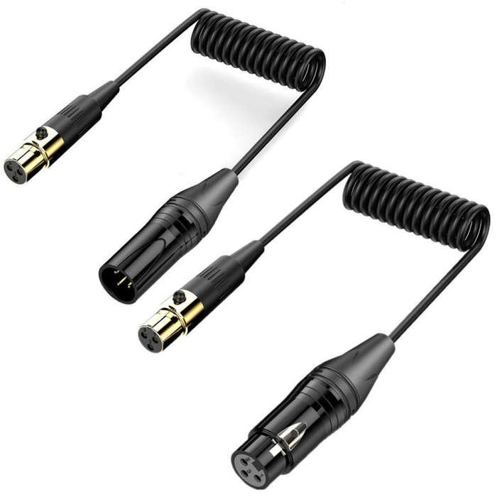 Mini XLR Female to XLR Male Audio Mixer Mini Microphone Coiled Audio Cable, Length: 0.5m(Black)