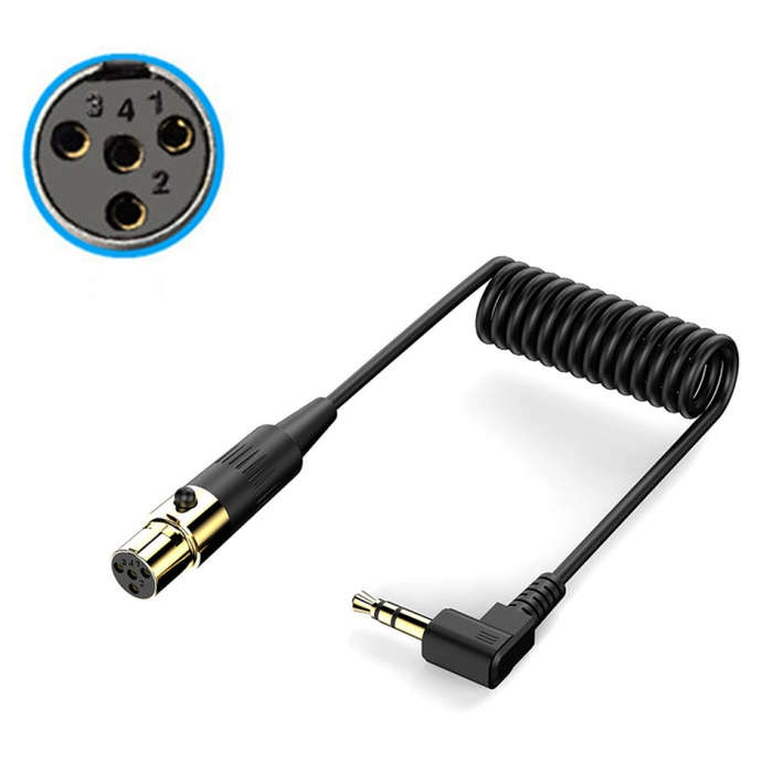 Mini 4 Pin XLR Female to 3.5mm TRS PC Camera Microphone Coiled Stereo Audio Adapter Cable, Length...