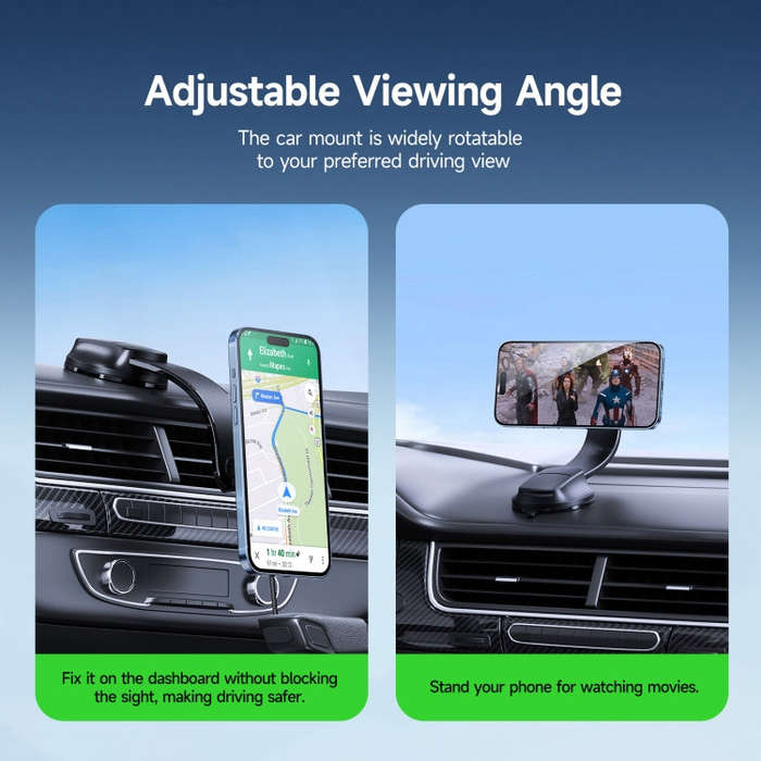 DUZZONA V5 Pro 15W Qi2 Car Magnetic Wireless Charger Phone Holder(Transparent)