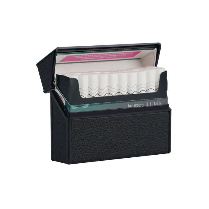 For IQOS Series Electronic Cigarette Grooved Leather PC Storage Box(Black)