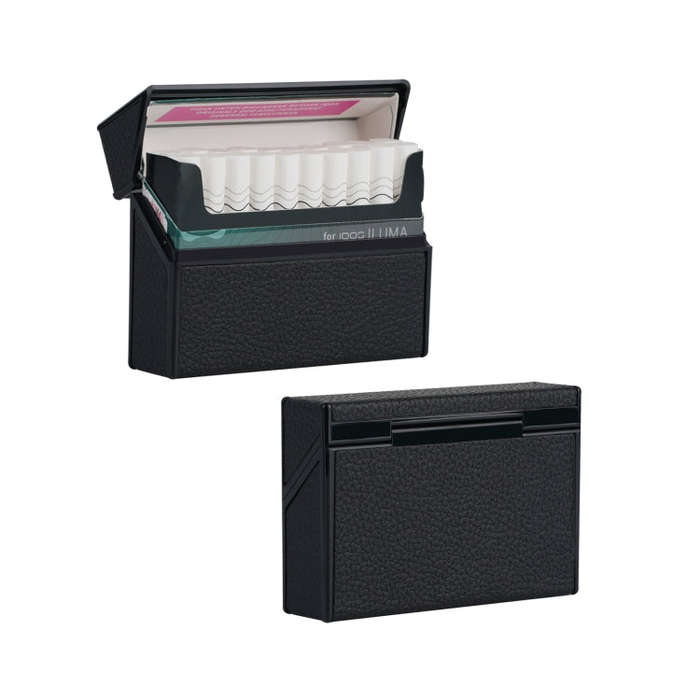 For IQOS Series Electronic Cigarette Grooved Leather PC Storage Box(Black)