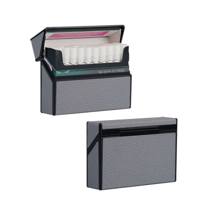 For IQOS Series Electronic Cigarette Grooved Leather PC Storage Box(Grey)