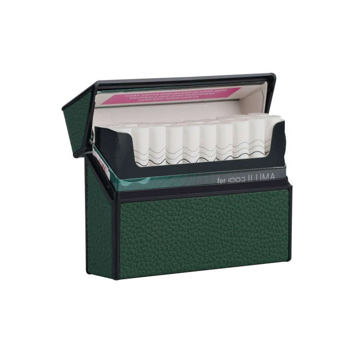 For IQOS Series Electronic Cigarette Grooved Leather PC Storage Box(Green)