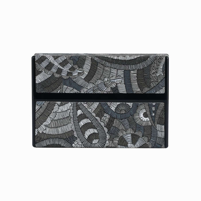 For IQOS Series Electronic Cigarette Grooved Leather PC Storage Box(Cashew Flower Black)