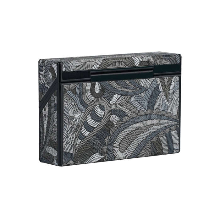 For IQOS Series Electronic Cigarette Grooved Leather PC Storage Box(Cashew Flower Black)