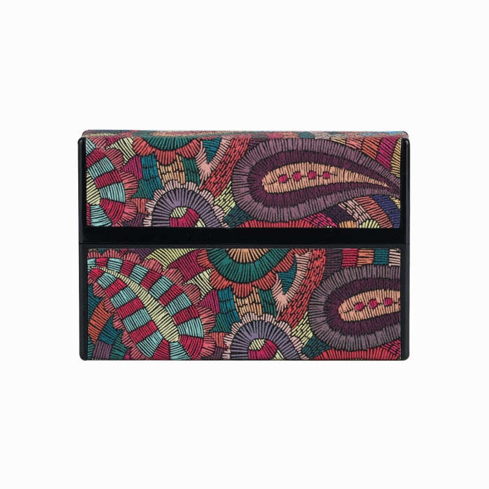 For IQOS Series Electronic Cigarette Grooved Leather PC Storage Box(Cashew Flower Red)