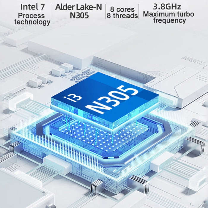 Jumper N305Hi Mini PC, Intel Alder Lake-N i3-N305 Octa-core 3.8GHz, RAM: 16GB, ROM: 512GB(EU Plug)