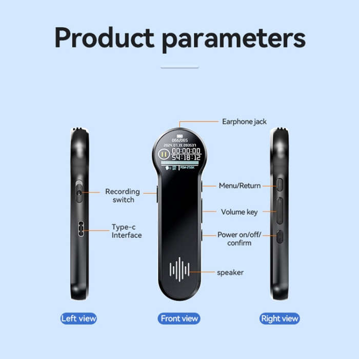 Q98 1 inch Color Screen HD Noise Reduction Voice Recording Pen, Memory:32GB(Black)