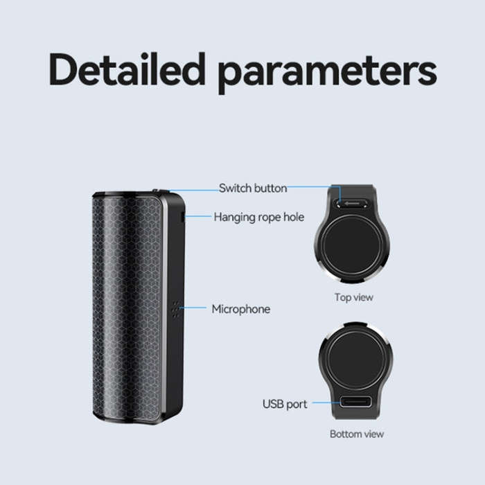 Q70A Magnetic Noise Reduction Voice Recording Pen Support APP Control, Memory:128GB(Black)