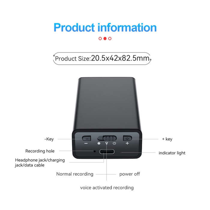 Q65 Long-lasting Magnetic Intelligent Voice Recording Pen, Memory:64GB(Black)