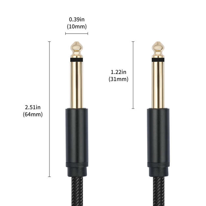 6.35mm 1/4 TRS Male to Male Electric Guitar Audio Cable, Length:3m