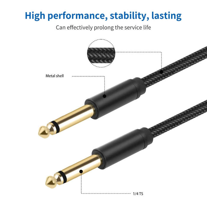 6.35mm 1/4 TRS Male to Male Electric Guitar Audio Cable, Length:5m