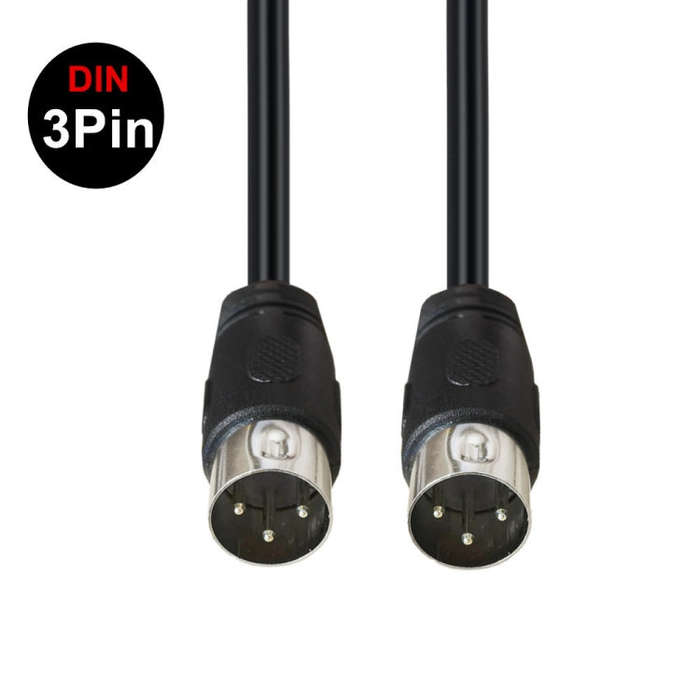DIN Male to Male 3 Pin Signal Transmission for TV, DVD Player Adapter Cable, Length:5m(Black)