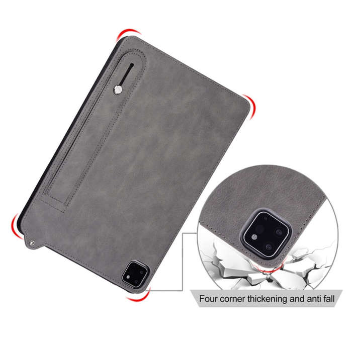 For Huawei MatePad SE 11 2024 TPU Leather Back Tablet Case with Wristband(Grey)