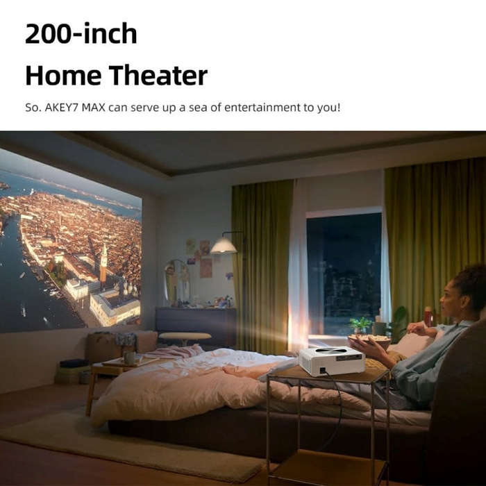 AUN AKEY7 MAX 1920x1080P HD Android LCD Projector UK Plug(White)