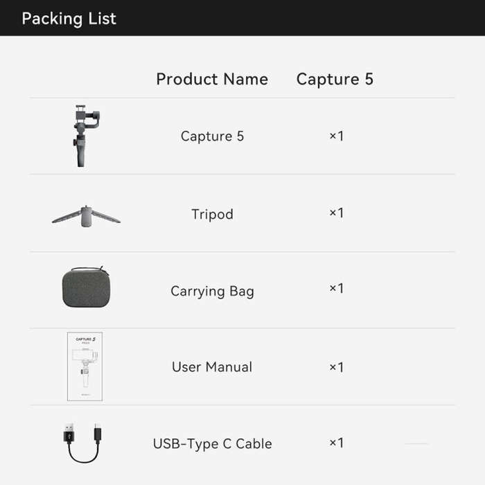 FUNSNAP Capture 5 Professional 3-Axis Handheld Gimbal Phone Live Stabilizer, Basic Version(Grey)