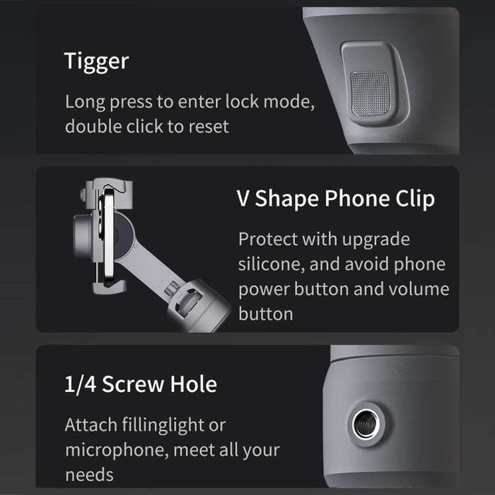 FUNSNAP Capture 5 Professional 3-Axis Handheld Gimbal Phone Live Stabilizer, Basic Version(Grey)