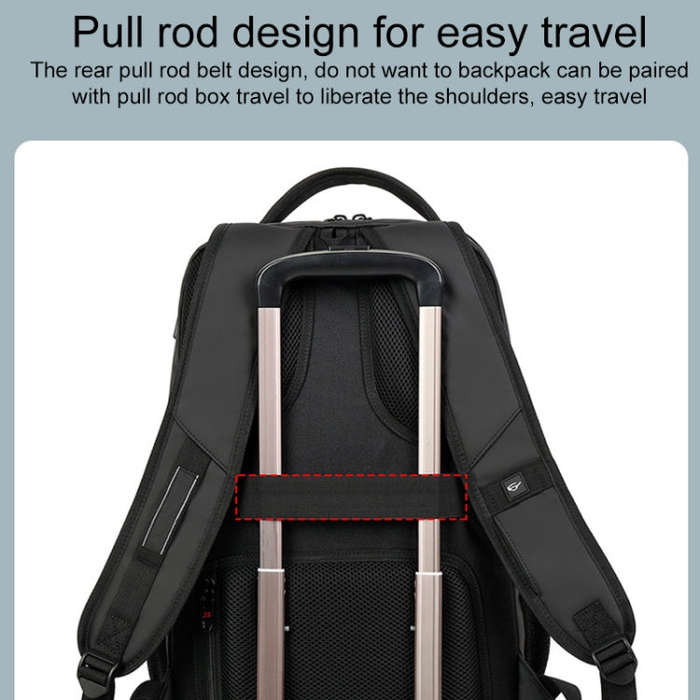 19 inch Multifunctional Large Capacity Waterproof Double-Shoulder Backpack with USB Interface(Black)