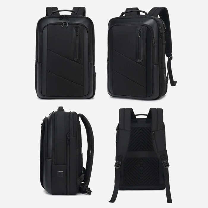 18 inch Multifunctional Large Capacity Waterproof Double-Shoulder Backpack with USB Interface(Black)