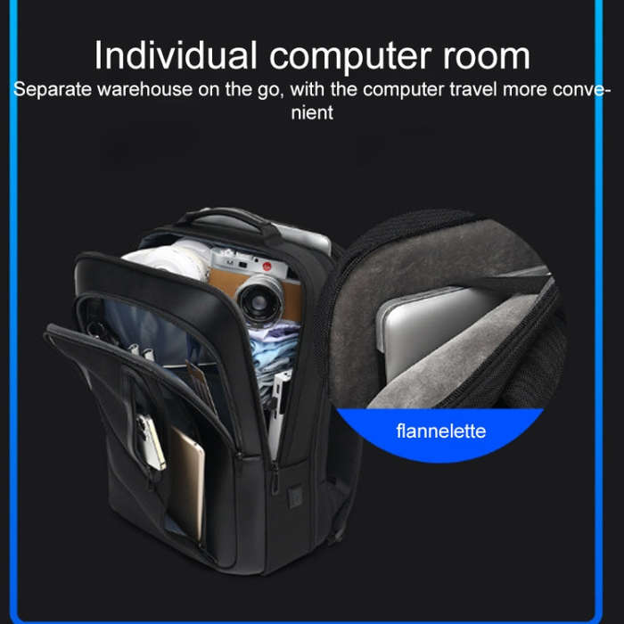 18 inch Multifunctional Large Capacity Waterproof Double-Shoulder Backpack with USB Interface(Black)