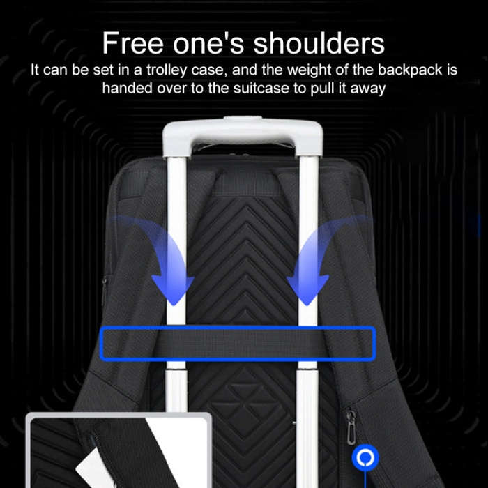 18 inch Multifunctional Large Capacity Waterproof Double-Shoulder Backpack with USB Interface(Black)