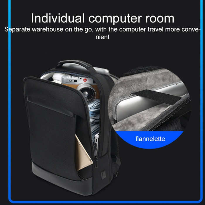 18 inch Multifunctional Large Capacity Waterproof Double-Shoulder Backpack with USB Interface(Black)