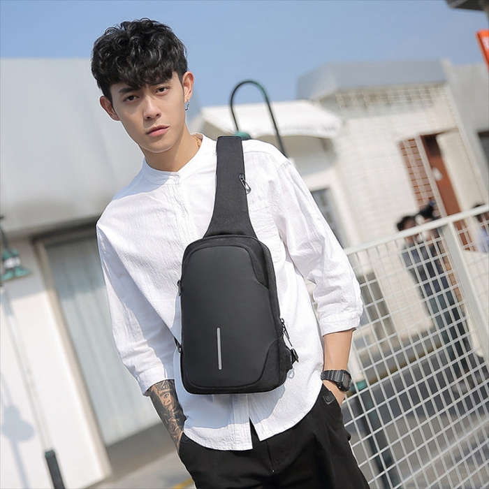 Outdoor Cycling Anti-theft Multi-layer Storage Male Chest Bag(Dark Grey)