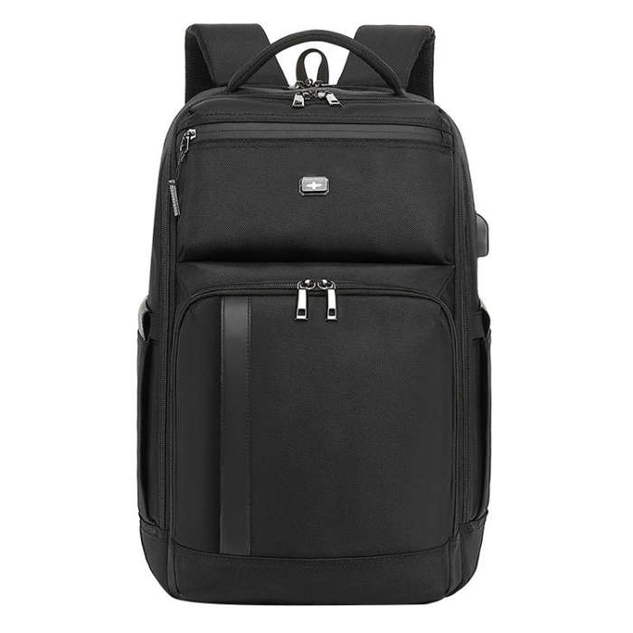 19 inch Multifunctional Large Capacity Waterproof Double-Shoulder Backpack with USB Interface(Black)