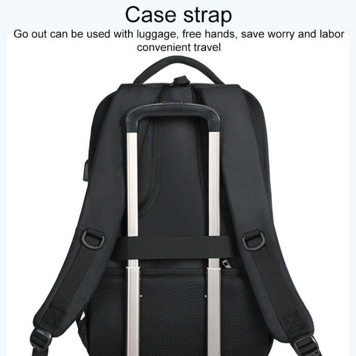 19 inch Multifunctional Large Capacity Waterproof Double-Shoulder Backpack with USB Interface(Black)