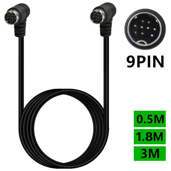 Double Curved mini DIN 9 Pin TV Audio Adapter Cable, Length:3m(Black)