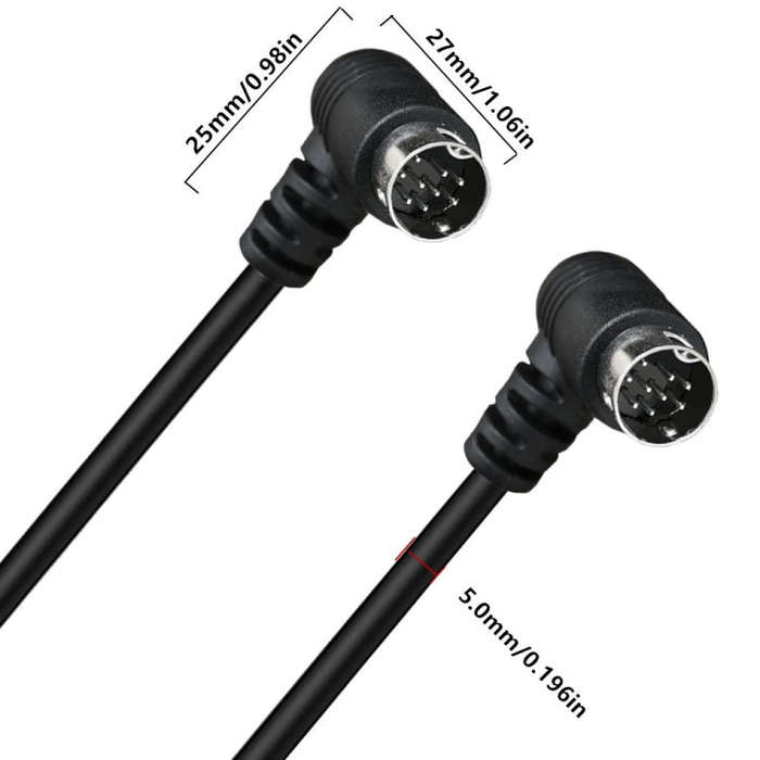 Double Curved mini DIN 9 Pin TV Audio Adapter Cable, Length:3m(Black)