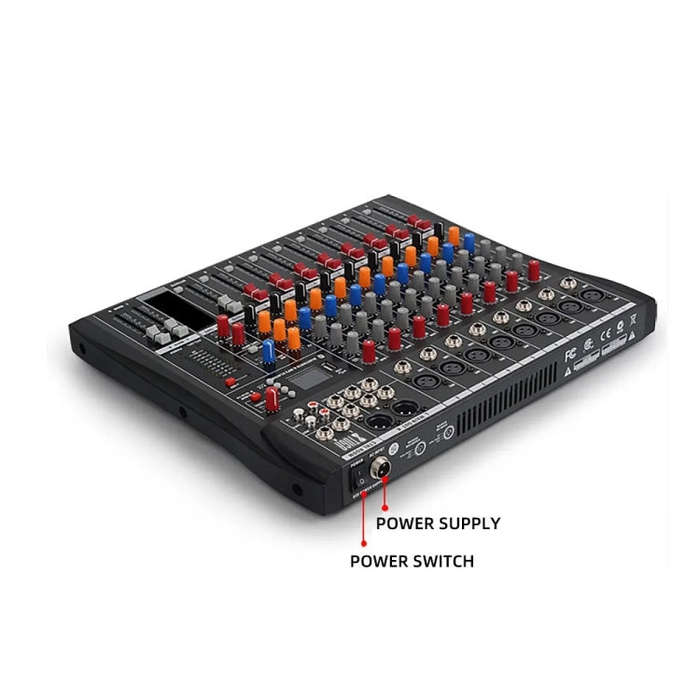 XTUGA CT80X 8-Channels Audio Mixer DJ Mixing Console with 48V Power Supply(US Plug)