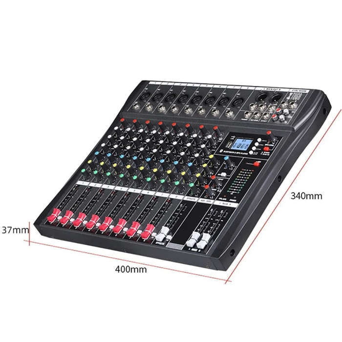 XTUGA CT80X 8-Channels Audio Mixer DJ Mixing Console with 48V Power Supply(US Plug)