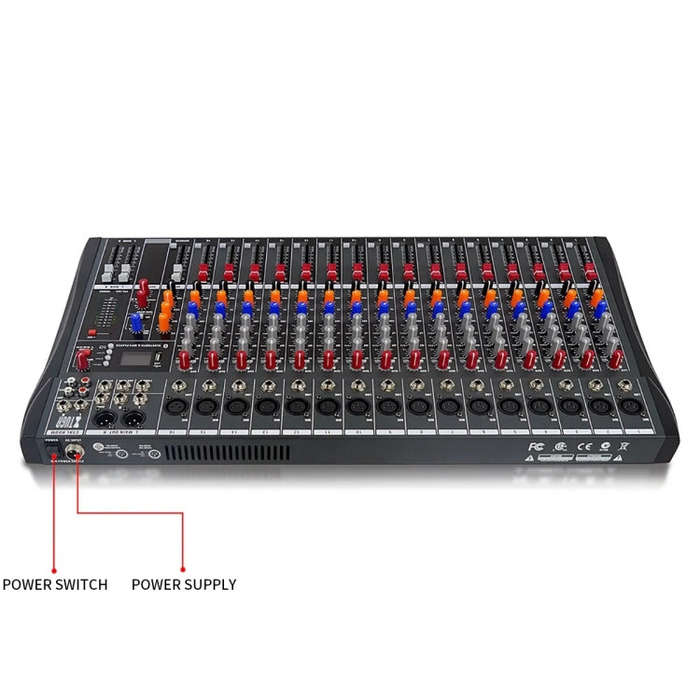 XTUGA CT160X 16-Channels Audio Mixer DJ Mixing Console with 48V Power Supply(EU Plug)