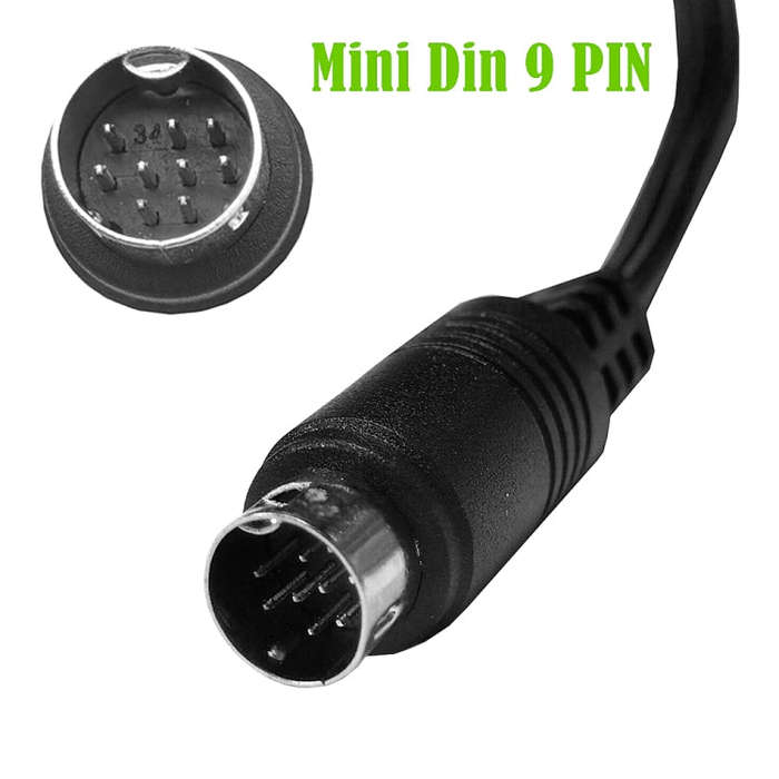 Single Curved mini DIN 9 Pin TV Audio Adapter Cable, Length:0.5m(Black)