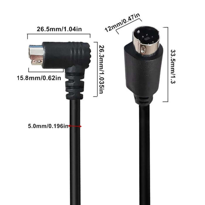 Mini DIN 7 Pin S-Video Core Audio / Video Cable, Length:1.8m(Straight to Elbow)