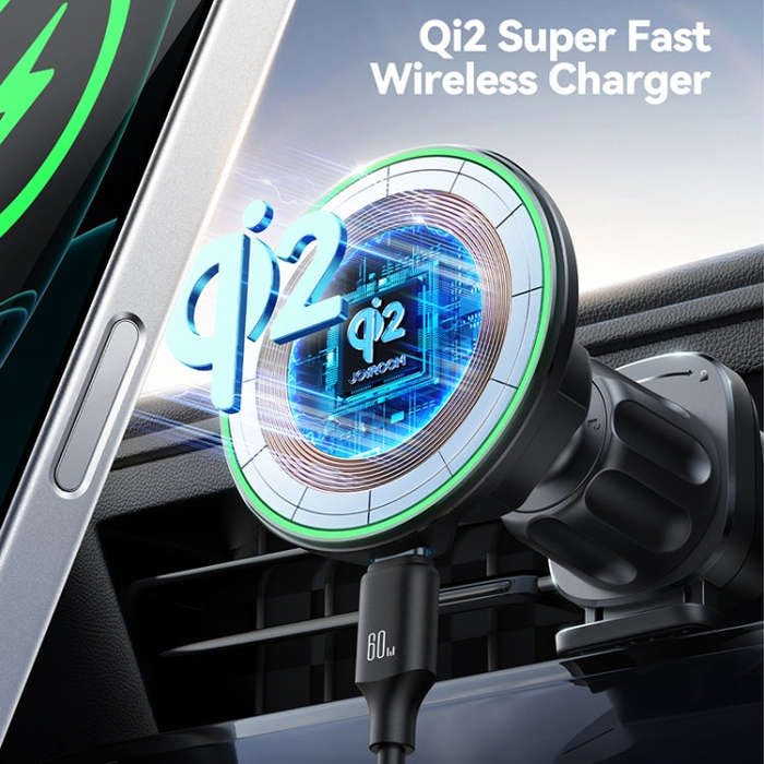 JOYROOM JR-ZS412 Qi2 Magnetic Car Air Vent Phone Wireless Charging Mount(Black)