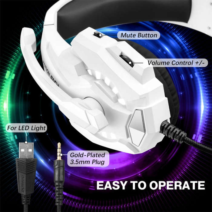 KOTION EACH G9000 Pro On-Ear Gaming Headset with Mic, Cable Length: About 2.1m(Black White)