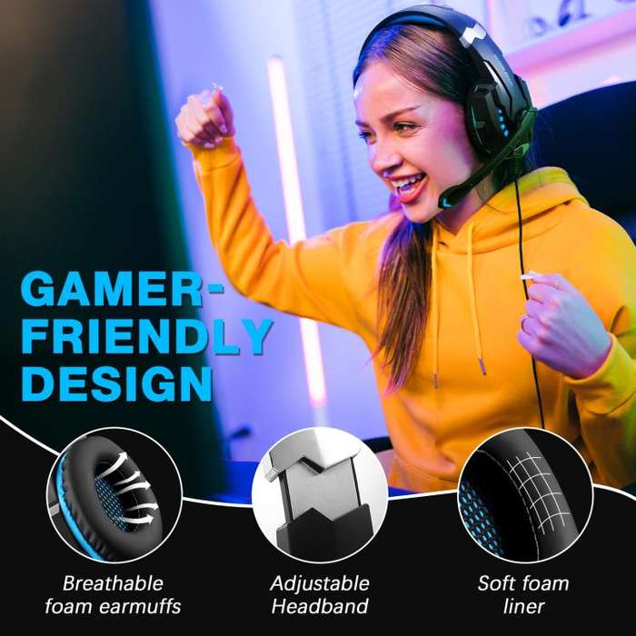 KOTION EACH G9000 Pro On-Ear Gaming Headset with Mic, Cable Length: About 2.1m(Black Blue)