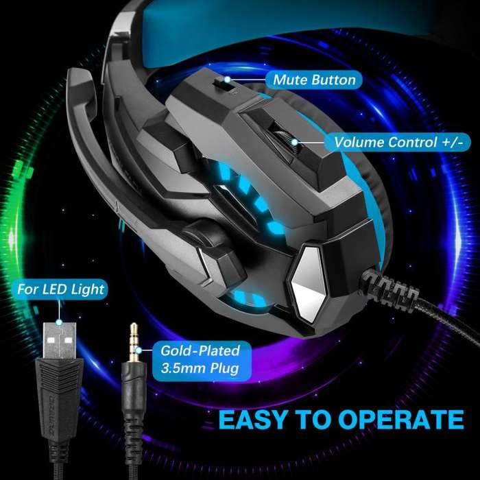KOTION EACH G9000 Pro On-Ear Gaming Headset with Mic, Cable Length: About 2.1m(Black Blue)