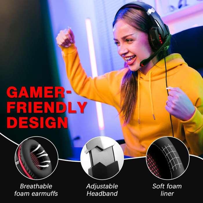 KOTION EACH G9000 Pro On-Ear Gaming Headset with Mic, Cable Length: About 2.1m(Black Red)