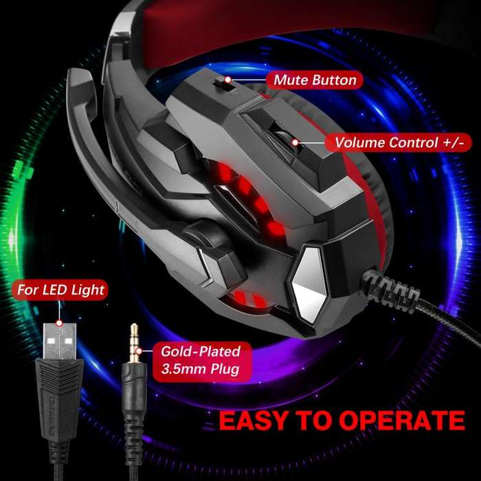 KOTION EACH G9000 Pro On-Ear Gaming Headset with Mic, Cable Length: About 2.1m(Black Red)