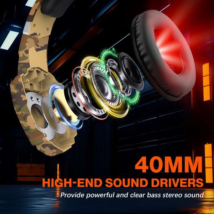 KOTION EACH G9000 Pro On-Ear Gaming Headset with Mic, Cable Length: About 2.1m(Camouflage Yellow)